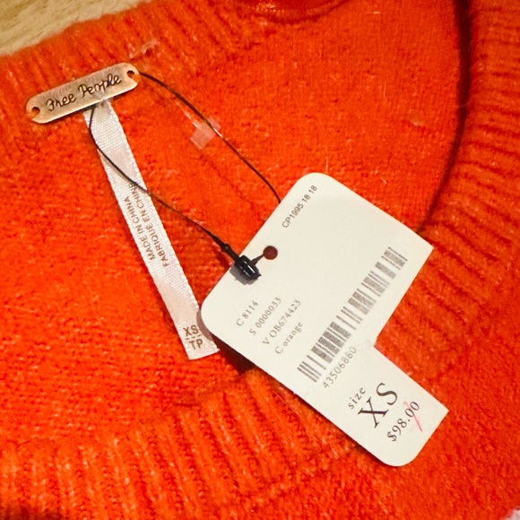 Free People Orange Striped Knit Sweater - Size XS/TP - Picture 6 of 6